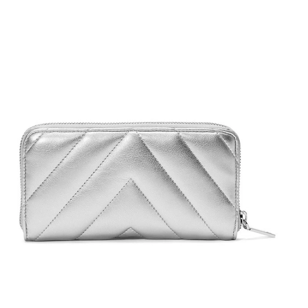 Victoria's Secret Silver Quilted  Large Wallet with Zip Closure - Picture 3 of 6